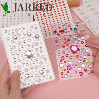 Jarred สติกเกอร์ ลายผีเสื้อ 3D ประดับกลิตเตอร์ พลอยเทียม หลากสี แบบใช้แล้วทิ้ง สําหรับตกแต่งโทรศัพท์ เครื่องสําอาง เทศกาล