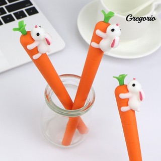 Gregoriomw ปากกาหมึกเจล ซิลิโคน 0.5 มม. รูปกระต่ายแครอทน่ารัก สีดํา เครื่องเขียน สําหรับนักเรียน