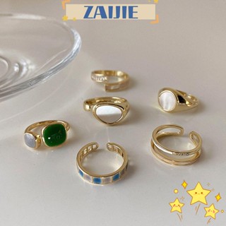 Zaijie24 แหวน ปรับได้ หรูหรา สไตล์เรโทร สําหรับผู้หญิง