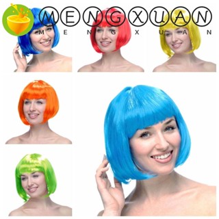 Mengxuan วิกผมบ๊อบสั้นตรง คอสเพลย์ ระบายอากาศ สีฟ้าธรรมชาติ สําหรับผู้หญิง