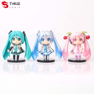 Tobie Miku Hatsune ฟิกเกอร์ PVC รูปปั้นอนิเมะ สีฟ้า สีเขียว สีชมพู อุปกรณ์เสริม สําหรับตกแต่งรถยนต์