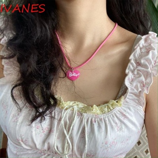 Ivanes สร้อยคอโชคเกอร์ จี้เรซิ่น รูปหัวใจรักบาร์บี้ สไตล์เกาหลี สําหรับผู้หญิง Y2K