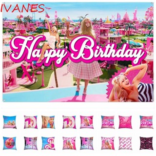 Ivanes ปลอกหมอนอิงโซฟา พิงศีรษะ แบบนิ่ม ลายอนิเมะ สีชมพู อุปกรณ์เสริม สําหรับตุ๊กตาบาร์บี้