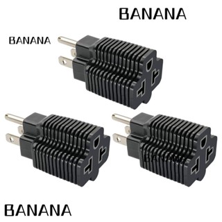 Banana1 อะแดปเตอร์ปลั๊ก Pvc ตัวเมีย 15A AC125V NEMA 5-15P เป็น 5-15/20R ทนทาน สีดํา สําหรับช่างไฟฟ้า 3 ชิ้น