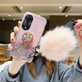 เคสโทรศัพท์มือถือ Tpu นิ่ม ประดับพลอยเทียม หรูหรา พร้อมสายคล้อง สําหรับ OPPO A58 4G 5G