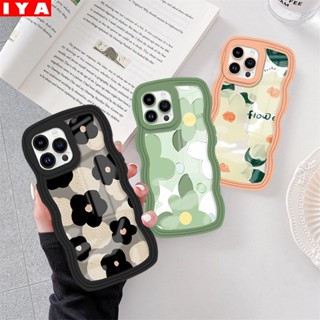 เคสโทรศัพท์มือถือ TPU นิ่ม ขอบคลื่น พิมพ์ลายดอกไม้ สาม Knds of Oil สําหรับ IPhone 14 14 PRO MAX 13 PRO MAX 11 PRO 11 PRO MAX 12 12Pro MAX XR XS MAX 6 6S 7 8 Plus SE 2020