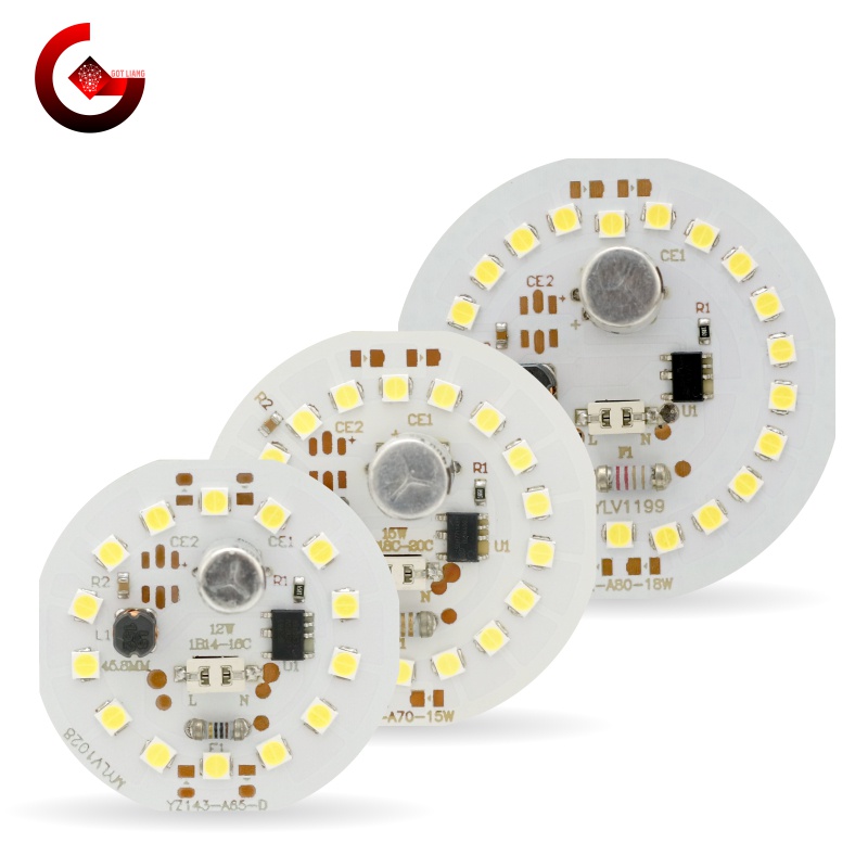 Got Liang ชิปหลอดไฟ LED ทรงกลม AC 220V 5W 7W 9W 12W 15W 18W 2835SMD DOB ไม่กระพริบ สําหรับหลอดไฟ