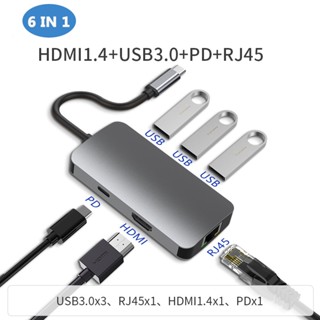 ฮับ USB C Type C เป็น 4k HDMI USB3.0 PD Max 100w Rj45 สําหรับ MacBook Dell Lenovo Hp