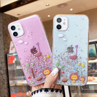 เคสโทรศัพท์มือถือแบบนิ่ม ใส แต่งกลิตเตอร์ ลายการ์ตูนสัตว์ป่าน่ารัก หรูหรา สําหรับ Samsung Galaxy S8 S9 S10 S20 S21 S22 S23 Plus Ultra Note 8 9 10 20 Pro