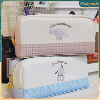 ❀ Kawaii Sanrio กระเป๋าดินสอหนังปัก Cinnamoroll Pochacco ปากกากระเป๋าการ์ตูนดินสอกรณีเครื่องเขียนกระเป๋าเครื่องสำอางกระเป๋าเก็บของขวัญเด็ก