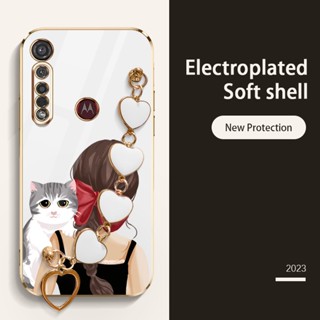 Ybd เคสโทรศัพท์มือถือ ลายโบว์ แมวน่ารัก หรูหรา พร้อมสายคล้องมือ สําหรับ Motorola Moto G8 Plus G8 Play G8 Power Lite