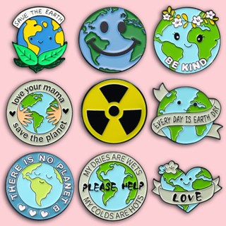 Love The Earth เข็มกลัด ลายการ์ตูน เตือนรังสีนิวเคลียร์ ของขวัญสําหรับกระเป๋าเป้สะพายหลัง