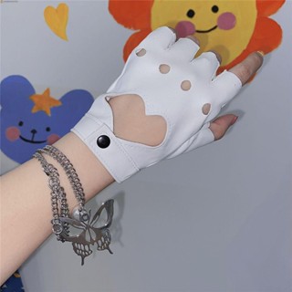 Humberto ถุงมือผู้หญิง หรูหรา ฮิปฮอป หัวใจ สําหรับเด็กผู้หญิง พังก์ โลลิต้า JK ถุงมือครึ่งนิ้ว
