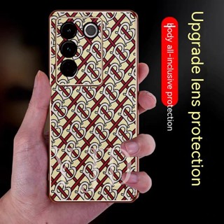 เคสโทรศัพท์มือถือ TPU ชุบไฟฟ้า ขอบกันกระแทก แฟชั่นคลาสสิก สําหรับ Vivo V27 Pro