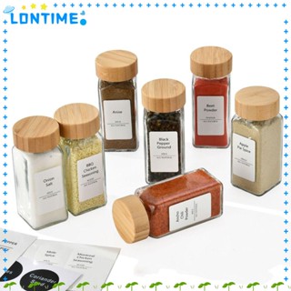 Lontime ขวดโหลแก้วใส่เครื่องเทศ ทรงสี่เหลี่ยม แบบพกพา 6 ชิ้น