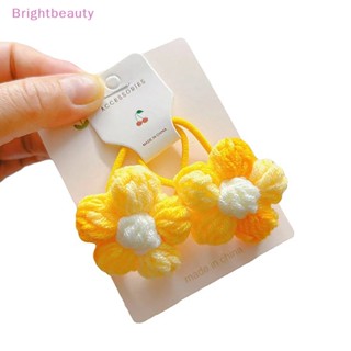 Brightbeauty ยางรัดผม ผ้าวูลถักโครเชต์ ลายดอกทานตะวัน เป็ด สําหรับเด็ก