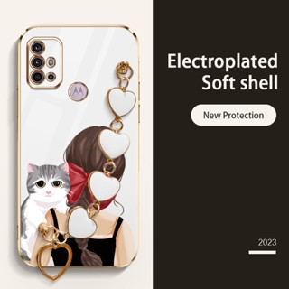 Ybd เคสโทรศัพท์มือถือ ประดับโบว์ ลายแมวน่ารัก หรูหรา พร้อมสายคล้อง สําหรับ Motorola Moto G30 G20 G10