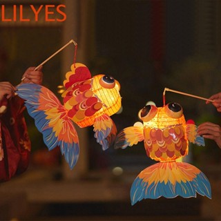 Lilyescub โคมไฟปลาคาร์พ แฮนด์เมด พร้อมไฟ LED เรืองแสง แบบพกพา DIY