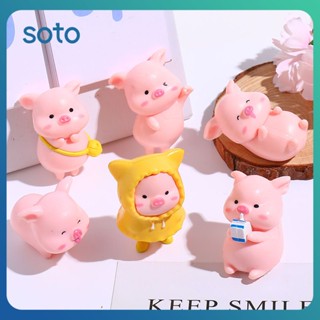 ♫ น่ารัก Piggy ตุ๊กตาเครื่องประดับ Piggy Figurine Desktop Decor Miniature เดสก์ท็อปอุปกรณ์ตกแต่งของขวัญของเล่นเด็ก