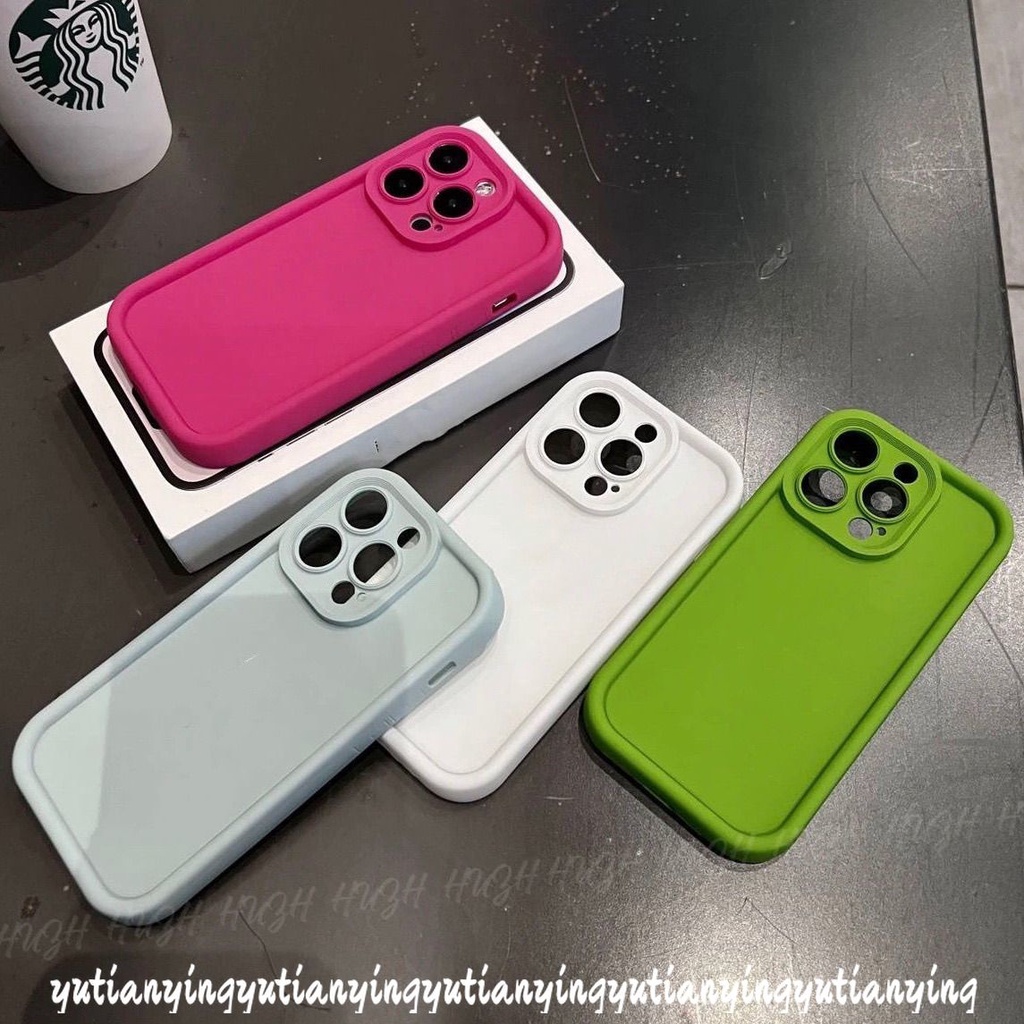 เคสโทรศัพท์มือถือ TPU กันกระแทก ป้องกันกล้อง ลายดวงตานางฟ้า สีพื้น เรียบง่าย สําหรับ IPhone 11 14 15