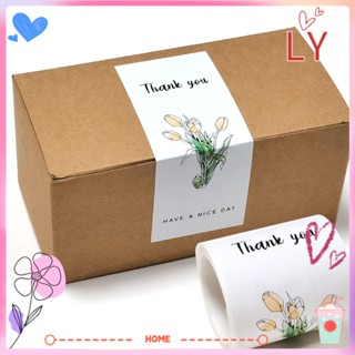 Ly สติกเกอร์ ลายดอกทิวลิป Thank You ขนาดเล็ก สําหรับติดตกแต่งบรรจุภัณฑ์ 50 ชิ้น