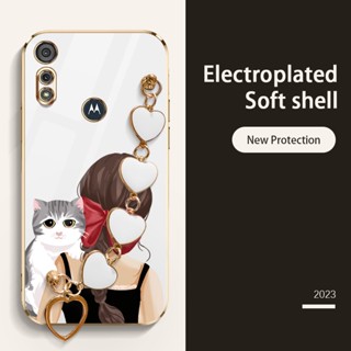 Ybd เคสโทรศัพท์มือถือ ลายโบว์ แมวน่ารัก หรูหรา พร้อมสายคล้องมือ สําหรับ Motorola Moto E6S 2020 G31