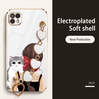 Ybd เคสโทรศัพท์มือถือ ประดับโบว์ ลายแมวน่ารัก พร้อมสายคล้อง หรูหรา สําหรับ Motorola Moto G50 5G