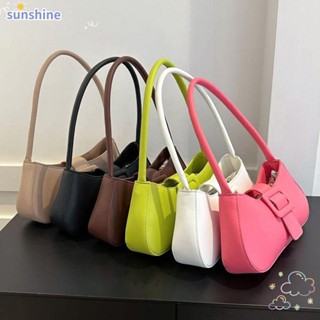 Ssunshine กระเป๋าถือ หนัง PU สีพื้น สําหรับผู้หญิง