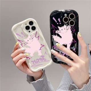 ขอบคลื่นโปร่งใส แมวทอด เเคสโทรศัพท์ Compatible for iPhone 11 14 13 12 15 Pro Max 7 8 14 Plus XR XS Max SE 2020