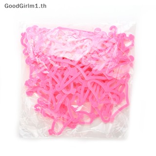 Goodgirlm1 ไม้แขวนเสื้อ สีชมพู อุปกรณ์เสริม สําหรับตุ๊กตาบาร์บี้ 50 ชิ้น