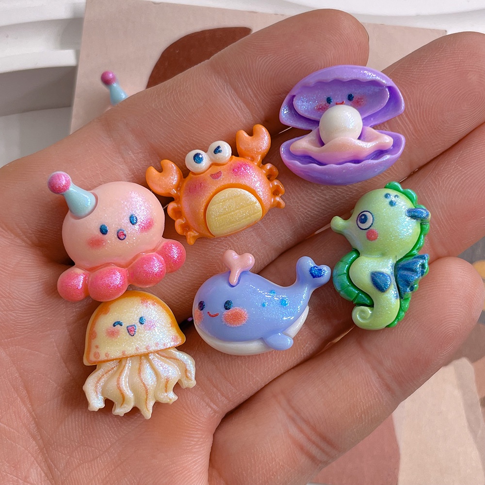 [3 #] Jibbitz Crocs กิ๊บติดผมเรซิ่น รูปการ์ตูนมหาสมุทร ขนาดเล็ก แฮนด์เมด diy อุปกรณ์เสริม สําหรับรองเท้า FN