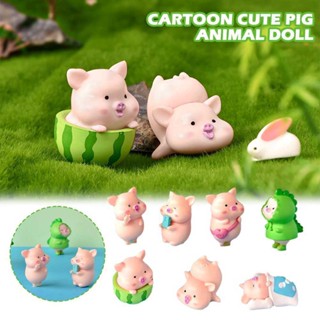 7pcs/set Cartoon Pig Animal Doll Toy Model Statue Figurine Ornament Miniat