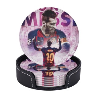 Messi ที่รองแก้ว แบบหนัง พร้อมที่จับ ป้องกันรอยขีดข่วน และความเสียหาย สําหรับเฟอร์นิเจอร์ 6 ชิ้น