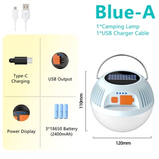 ⚡ฟุต⚡โคมไฟฉุกเฉิน LED พลังงานแสงอาทิตย์ ชาร์จ USB 3 โหมด แบบพกพา สําหรับตั้งแคมป์กลางแจ้ง บ้าน สวน