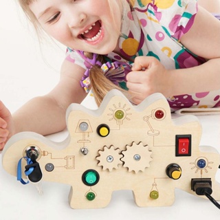 LED Light Switch Toys for Toddlers Montessori Busy Board Button Switch Toy Light Up Activity Board Sensory Board Toddlers Wooden Sensory Toys