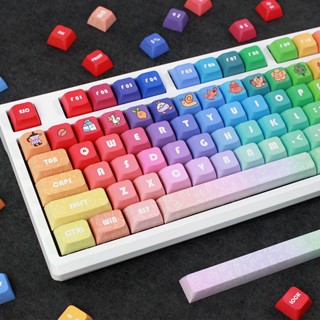 Rainbow Keycap ปุ่มกดคีย์บอร์ด XDA 133 คีย์ ANSI สีรุ้ง สําหรับคีย์บอร์ด Cherry Mx Switch