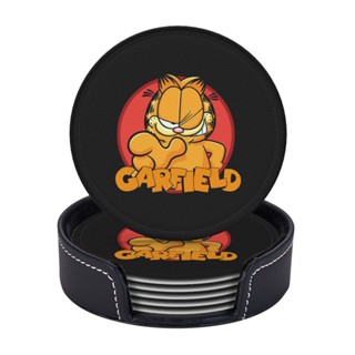 Garfield ที่รองแก้ว แบบหนัง พร้อมที่จับ ป้องกันรอยขีดข่วน และความเสียหาย สําหรับเฟอร์นิเจอร์ 6 ชิ้น