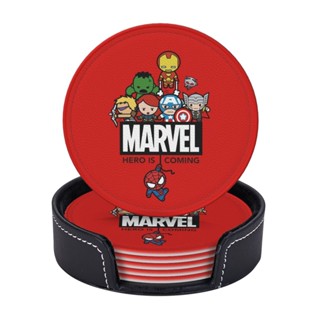 Marvel ที่รองแก้ว แบบหนัง พร้อมที่จับ ป้องกันรอยขีดข่วน และความเสียหาย สําหรับเฟอร์นิเจอร์ 6 ชิ้น