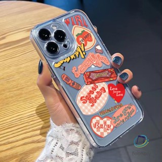 โปร่งใสเคสโทรศัพท์ สําหรับไอโฟน 11 12 13 14 15 Pro Max 7 8 Plus XR X XS MAX SE สตรอเบอร์รี่สีแดง เปลือกกันกระแทกนุ่ม