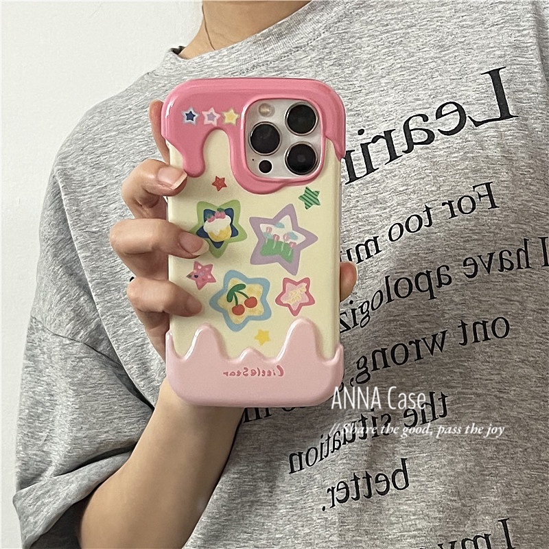 เคสโทรศัพท์มือถือ ซิลิโคน ลายดาวน่ารัก สีชมพู สําหรับ IPhone 7 7 Plus 8 8Plus XS XR 11 12 13 14 Pro Plus Promax