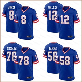 เสื้อยืดกีฬาแขนสั้น ลายทีมชาติฟุตบอล New York Giants Game Jersey Jones Banks Waller Thomas HQ1 NFL พลัสไซซ์ QH1