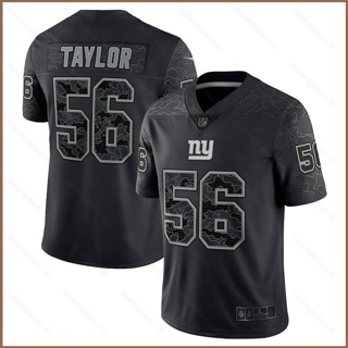 เสื้อกีฬาแขนสั้น ลายทีมชาติฟุตบอล New York Giants Taylor HQ1 NFL RFLCTV พลัสไซซ์ QH1 สีดํา