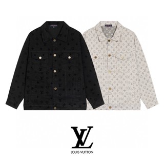 Fashion LOU238V เสื้อแจ็กเก็ตลําลอง แขนยาว โมโนแกรม ผ้าแจ็คคาร์ด สําหรับผู้ชาย และผู้หญิง