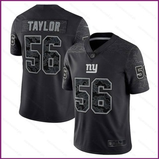 เสื้อยืดกีฬาแขนสั้น ลายทีมชาติฟุตบอล New York Giants Taylor สีดํา พลัสไซซ์