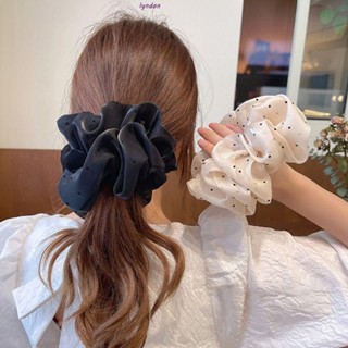 Lyndon Organza Dot Hair Scrunchies, ชีฟอง โอเวอร์ไซซ์, อารมณ์ เครื่องประดับผม ยางรัดผม สไตล์เกาหลี เด็กผู้หญิง