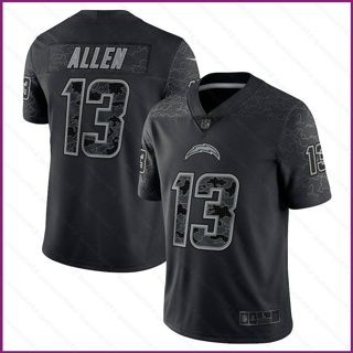 Yx NFL เสื้อยืดลําลอง แขนสั้น คอกลม พิมพ์ลาย Los Angeles Chargers Game Jersey Keenan Allen RFLCTV สีดํา พลัสไซซ์