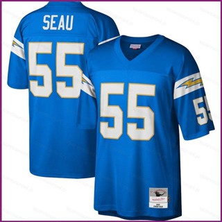 เสื้อยืดกีฬาแขนสั้น ลายทีมชาติฟุตบอลชั้นนํา Junior Seau Los Angeles ขนาดใหญ่ สีฟ้า