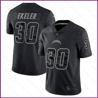 Yx NFL เสื้อยืดลําลอง แขนสั้น คอกลม พิมพ์ลาย Los Angeles Chargers Game Jersey Austin Ekeler RFLCTV พลัสไซซ์