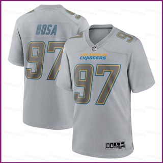 Yx NFL เสื้อยืดลําลอง แขนสั้น คอกลม พิมพ์ลาย Los Angeles Game Jersey Bosa สีเทา พลัสไซซ์