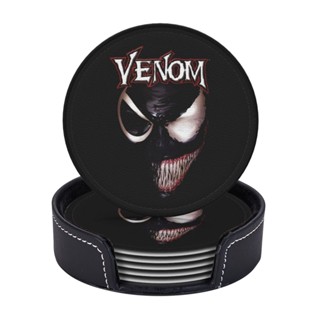 Venom ที่รองแก้ว แบบหนัง พร้อมที่จับ ป้องกันรอยขีดข่วน และความเสียหาย สําหรับเฟอร์นิเจอร์ 6 ชิ้น